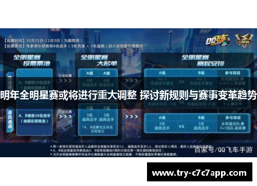 明年全明星赛或将进行重大调整 探讨新规则与赛事变革趋势